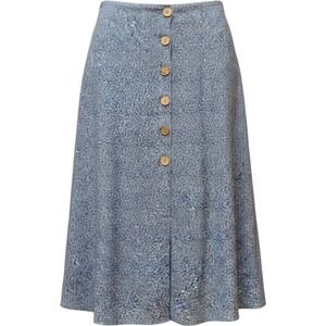 Stolen Hearts Blue Floral Ditsy A-Line‎ Button Front Boho Skirt L